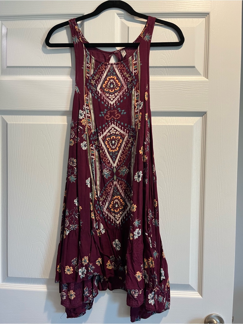 Free People Maroon Floral Printed Swim Coverup